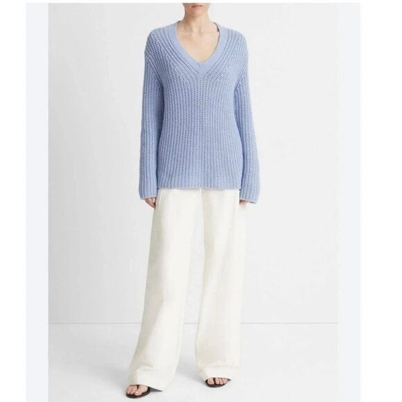 Vince Sweaters - VINCE women Sky Granite Chunky Shaker Stitch Wool Cashmere Sweater size XS $445